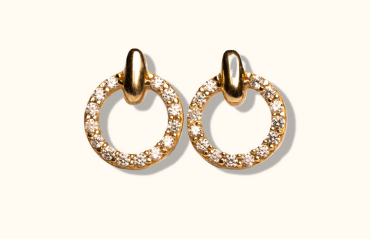 10k Gold round studs with cubic zirconia
